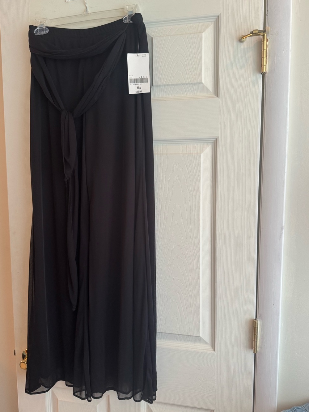 Metaphor Black Wide-Leg Tie-Waist Palazzo Pants